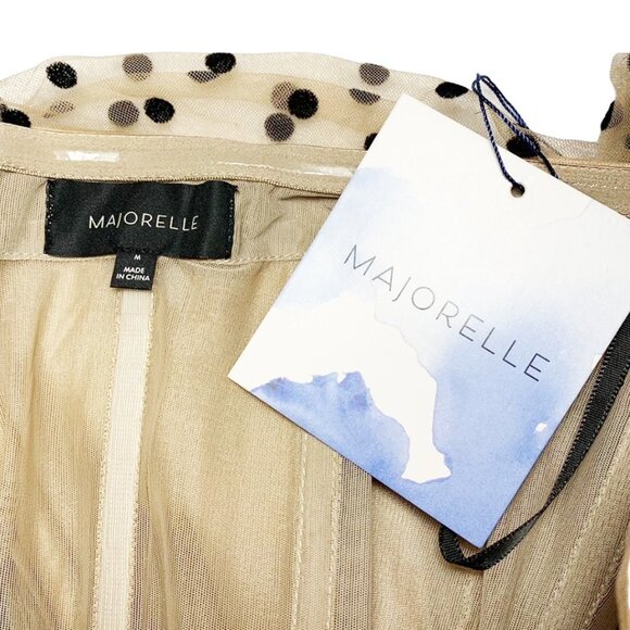 NWT MAJORELLE Secrets Tulle Ruched Polka Dot Dress in Dark Nude - Picture 9 of 10